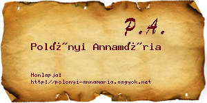 Polónyi Annamária névjegykártya